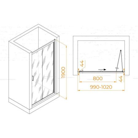 Душевая дверь RGW Passage 06082110-11 100х190 стекло прозрачное профиль хром