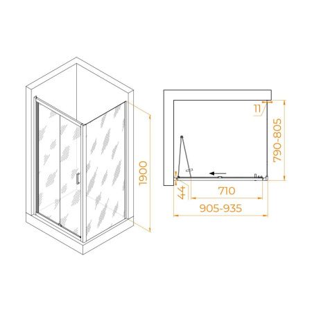 Душевой уголок RGW Passage 060814298-14 90х80 стекло прозрачное профиль хром без поддона