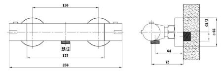 Смеситель для ванны и душа Esko T3080 Black настенный черный