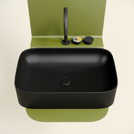 Раковина из сантехнического фарфора Ceramica Nova ELEMENT CN6053MB 61х38 накладная цвет черный матовый без отверстий под смеситель