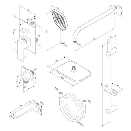 Душевая система Damixa Gala 953540000 встраиваемая в стену цвет черный