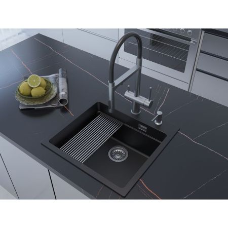 Кухонная мойка Grandex Aqua 500404 50х50 цвет черный поверхность матовая