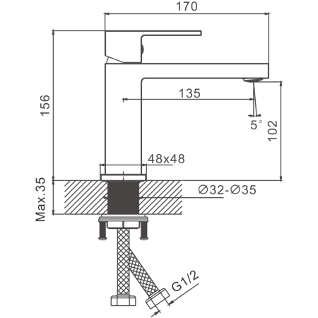 Смеситель BELZ B10672 на раковину хром