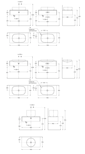 Тумба под раковину Kerama Marazzi MAGIA DI VENEZIA MA.90.1\MGR.M 88х49х22 подвесная цвет серый - фото 2