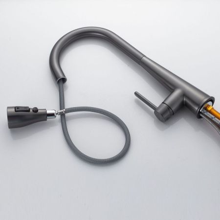 Смеситель для кухни Shevanik S363T на мойку оружейная сталь