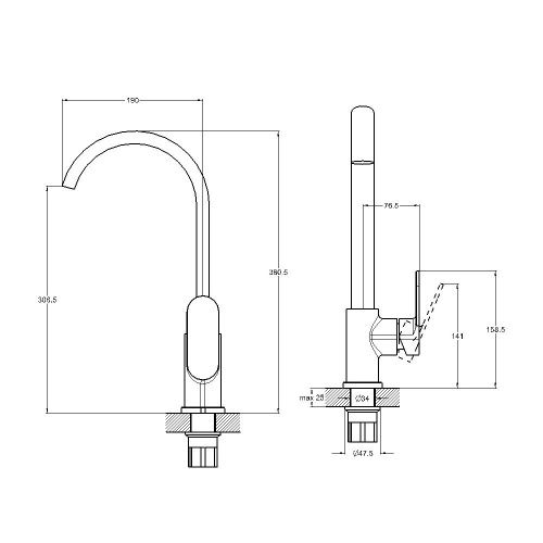 Смеситель для кухни G.Lauf NOB NOB4-A128 на столешницу хром - фото 3