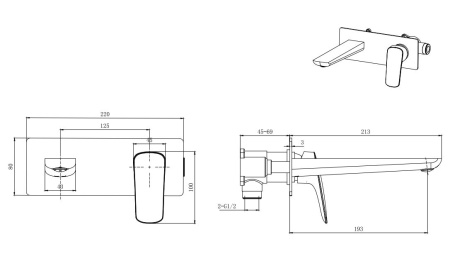 Смеситель Aquatek ВЕГА AQ1013CR встраиваемый в стену хром без термостата
