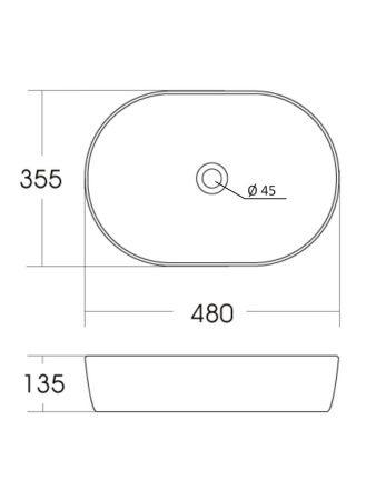 Раковина из сантехнического фарфора Orange B05-480W 50х40 накладная цвет белый