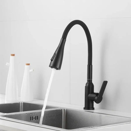 Смеситель для кухни Shevanik S843H-3 на мойку черный