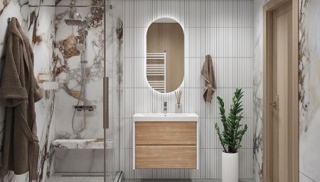 Тумба под раковину Velvex GESSO tpGES.80.2Y-25.21 80х40 подвесная цвет коричневый/белый