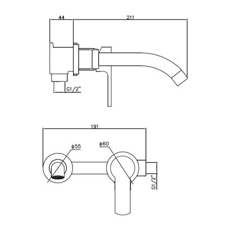 Смеситель для раковины Esko SM28 B встраиваемый в стену черный