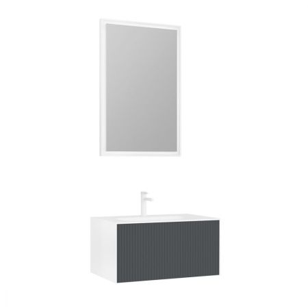 Тумба с раковиной Orka Cube 3000371 80х50 подвесная цвет черный/белый