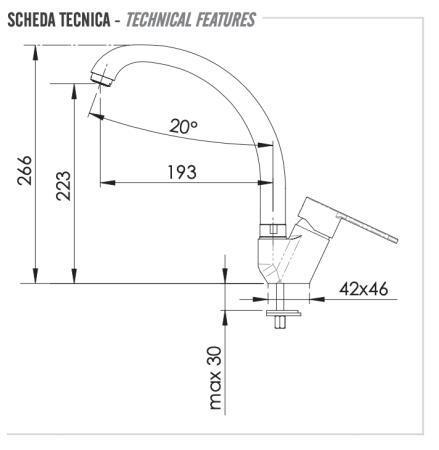 Смеситель для кухни Remer Winner W42 на столешницу хром