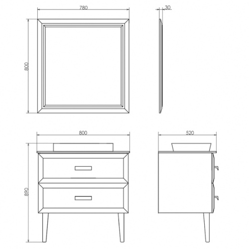 Тумба с раковиной Comforty 00-00014817CF 80x52x89 - фото 2