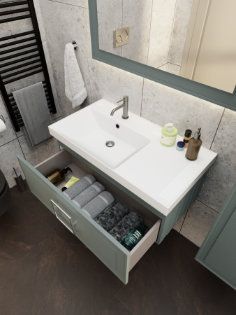 Тумба с раковиной La Fenice CUBO NFNC-01-CUB-G-90-1-90L 90х50 подвесная цвет серый