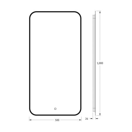 Зеркало с подсветкой Defesto AURA DF 2965S 50х100 подвесное