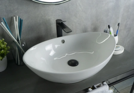 Раковина керамическая Gid Lago 51108 60х40 накладная цвет белый без отверстий под смеситель