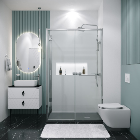 Боковая стенка Grossman Style 200.K33.05.100.10.00 100x195 стекло прозрачное профиль хром