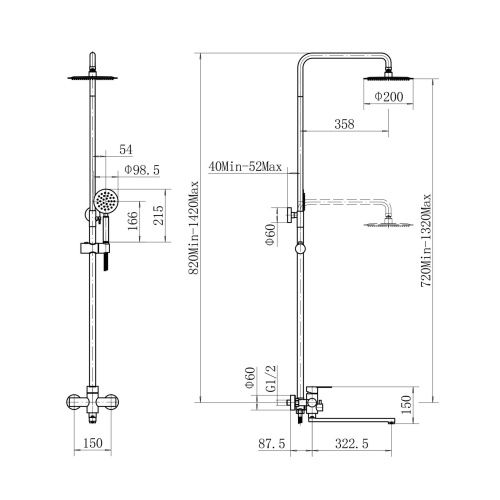 Душевая стойка Fashun A52401C настенная цвет сатин - фото 3