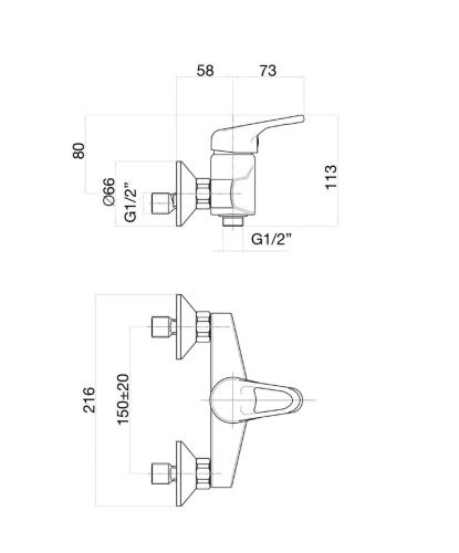 Смеситель для ванны и душа Fiore 42CR1720 настенный хром - фото 3