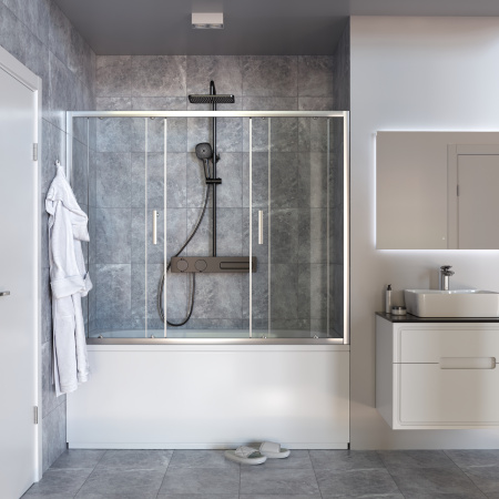 Душевая шторка на ванну Taliente TA-1714CP 170х140 стекло прозрачное профиль хром глянцевый ориентация универсальная