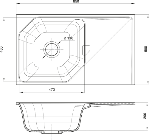 Кухонная мойка Rivelato LOCUS LS-85 beige scuro 85х50 цвет темно-бежевый - фото 4