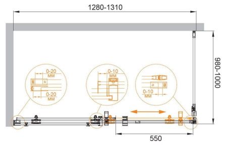 Душевой уголок Cezares STYLUS-M STYLUS-O-M-AH-1-130/100-C-Cr 130х100 стекло прозрачное профиль хром без поддона