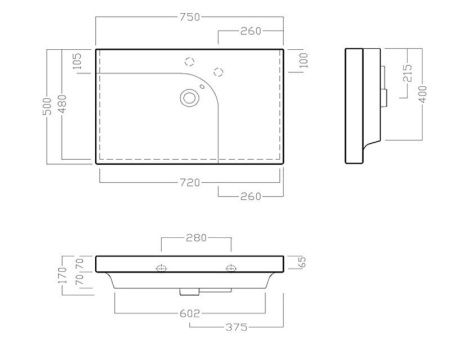 Раковина из сантехнического фаянса Hatria GRANDANGOLO Y0XK01 80х50 подвесная цвет белый