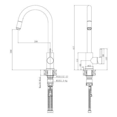 Смеситель для кухни Voda VSL519 на мойку нержавеющая сталь - фото 3
