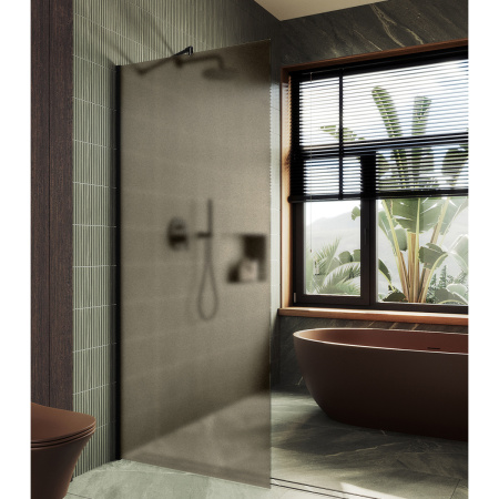 Душевая перегородка Maybah Glass MGD-1354-6у 99х195 стекло тонированное профиль черный