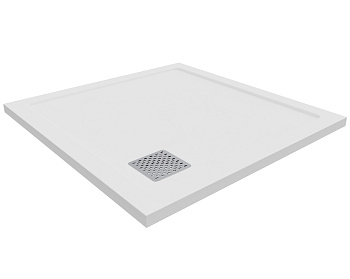 Душевой поддон Taliente PTA-ST-100Wstone 100х100 литьевой мрамор белый матовый без каркаса