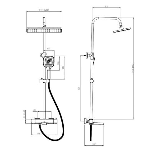 Душевая стойка Esko STT3054SMR настенная цвет хром с термостатом - фото 3