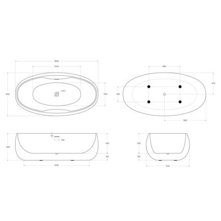 Ванна акриловая BelBagno BB502-1800-900 180х95 отдельностоящая овальная с ножками