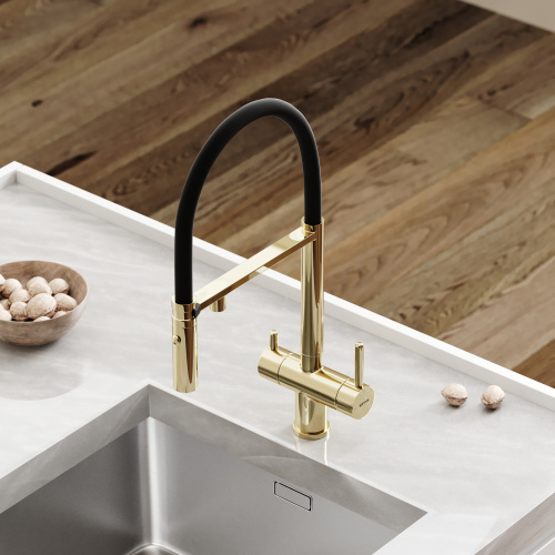Смеситель для кухни Sancos Imola SC4010ZG на мойку черный/золото - фото 5