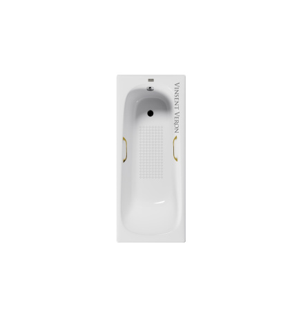 Ванна чугунная Vinsent Veron Concept VCO1407042H/VH0012GD-AS 140х70 пристенная прямоугольная с ножками с ручками
