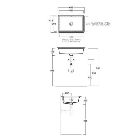 Раковина керамическая Simas Top e lavabi d'Arredo S60 nero matt 60 см встраиваемая цвет черный без отверстий под смеситель