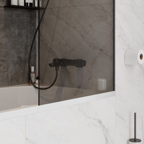 Шторка на ванну Teymi Timo T00275 70х140 стекло тонированное профиль черный ориентация универсальная - фото 5