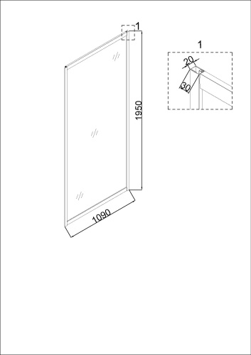 Боковая стенка Niagara Nova NG-A110G 110х195 стекло прозрачное профиль золото глянцевое - фото 3