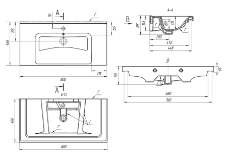 Раковина мебельная керамическая Dreja Harmonia 80 640207 80х50 накладная цвет белый