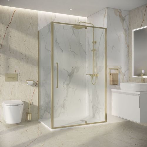 Душевой уголок Niagara Nova NG-45-12ASG-A90SG-34 120х90 стекло прозрачное профиль золото без поддона - фото 3