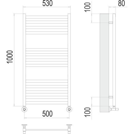 Полотенцесушитель водяной Terminus 4670078530585 55х100 хром