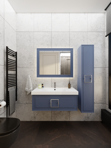 Тумба с раковиной La Fenice CUBO NFNC-01-CUB-BG-100-3-100 101х36х49 подвесная цвет синий - фото 4