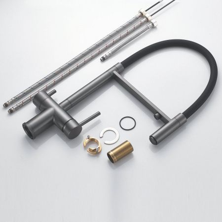 Смеситель для кухни Shevanik S178T на мойку оружейная сталь