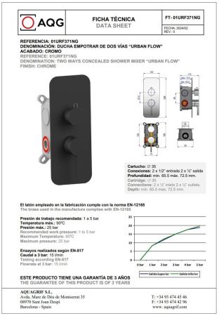 Смеситель AQG Urban Flow 01URF371NG встраиваемый в стену черный