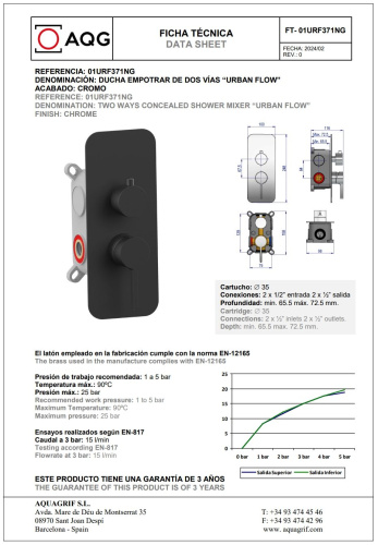 Смеситель AQG Urban Flow 01URF371NG встраиваемый черный матовый - фото 2