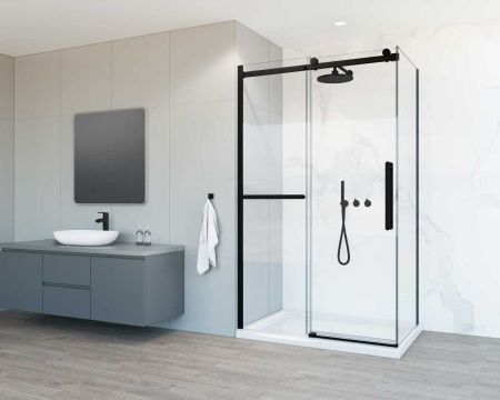 Душевой уголок Vincea Como Soft VSR-1CS1011CLB 110х100 стекло прозрачное профиль черный без поддона