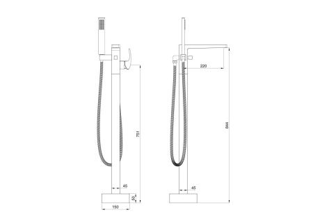Смеситель Wonzon & Woghand Fit WW-88649009-CR напольный хром