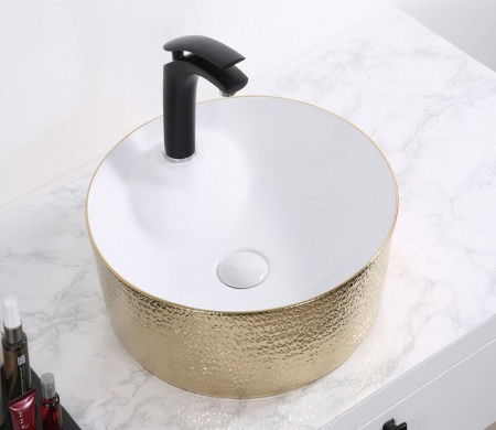 Раковина из санфаянса CeramaLux D1306H025 43х43 накладная цвет белый 1 отверстие под смеситель