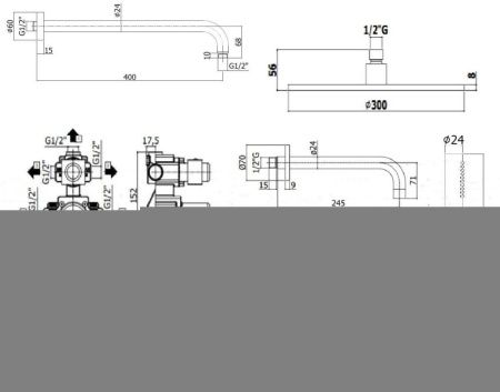 Душевая система Paffoni Light KITLIQ019BO141KING встраиваемая в стену