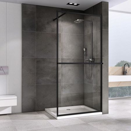 Душевая перегородка Abber Immer Offen AG60120B8 120х200 стекло прозрачное профиль черный